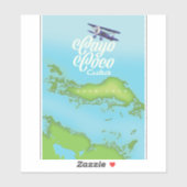 Cayo Coco Cuba vintage stijl kaart. Sticker (Vel)