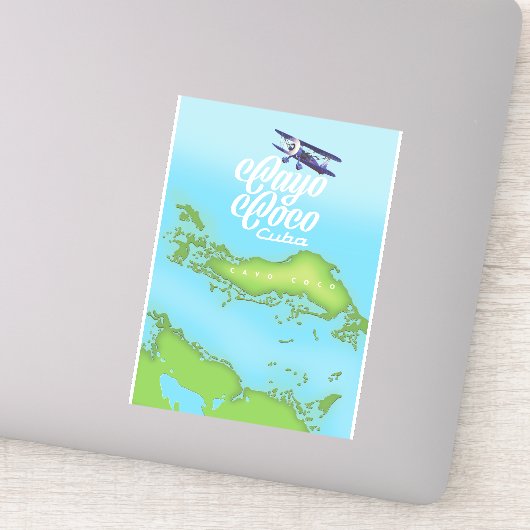 Cayo Coco Cuba vintage stijl kaart. Sticker (Detail)