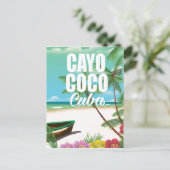 Cayo Coco Cubaans strand vakantieposter Briefkaart (Staand voorkant)