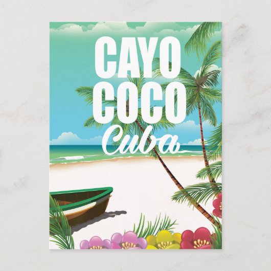 Cayo Coco Cubaans strand vakantieposter Briefkaart (Voorkant)