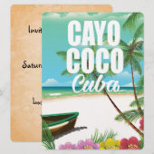 Cayo Coco Cubaans strandvakantieposter Kaart (Voorkant / Achterkant)