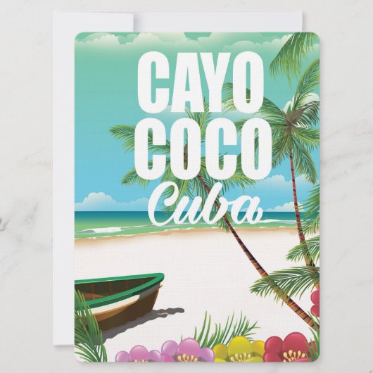 Cayo Coco Cubaans strandvakantieposter Kaart (Voorkant)