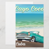Cayo Coco Cubaanse vakantieposter Briefpapier (Voorkant / Achterkant)