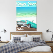Cayo Coco Cubaanse vakantieposter Canvas Afdruk (Insitu (Slaapkamer))