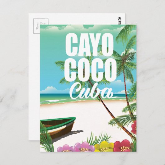 Cayo Coco Cuban strand vakantion poster Briefkaart (Voorkant / Achterkant)