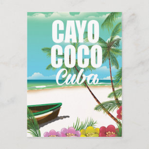 Cayo Coco Cuban strand vakantion poster Briefkaart