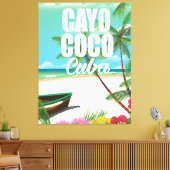 Cayo Coco Cuban strand vakantion poster Canvas Afdruk (Insitu (Woonkamer))