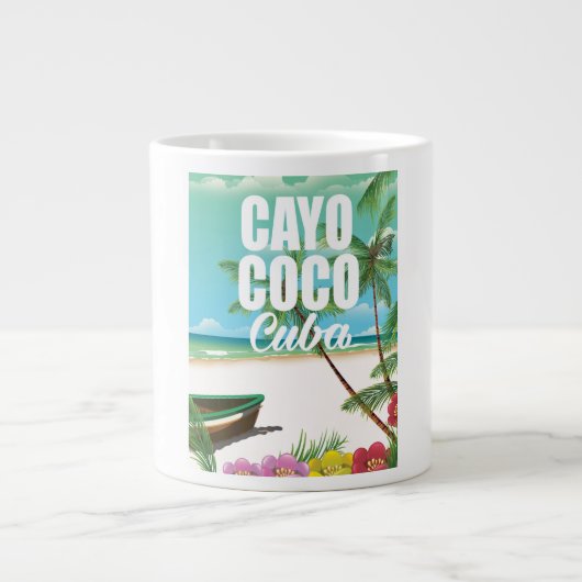 Cayo Coco Cuban strand vakantion poster Grote Koffiekop (Voorkant)