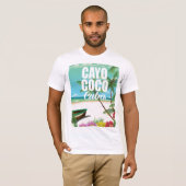 Cayo Coco Cuban strand vakantion poster T-shirt (Voorkant volledig)