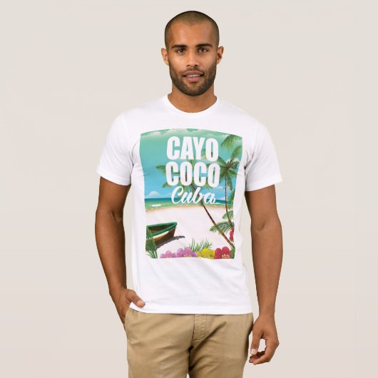 Cayo Coco Cuban strand vakantion poster T-shirt (Voorkant volledig)
