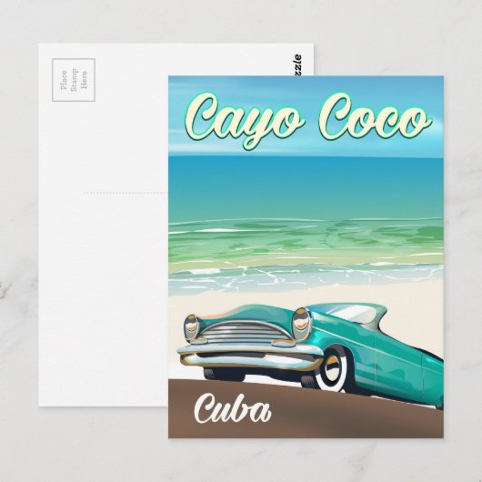 Cayo Coco cuban vakantie-poster Briefkaart (Voorkant / Achterkant)