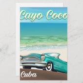 Cayo Coco cuban vakantie-poster Briefpapier (Voorkant / Achterkant)