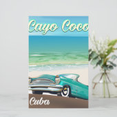 Cayo Coco cuban vakantie-poster Briefpapier (Staand voorkant)