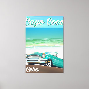 Cayo Coco cuban vakantie-poster Canvas Afdruk