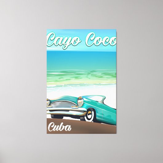 Cayo Coco cuban vakantie-poster Canvas Afdruk (Voorkant)