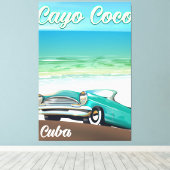 Cayo Coco cuban vakantie-poster Canvas Afdruk (Insitu (Houten vloer))