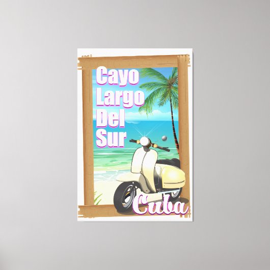 Cayo Largo del Sur Cubaanse vakantieposter Canvas Afdruk (Voorkant)