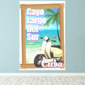 Cayo Largo del Sur Cubaanse vakantieposter Canvas Afdruk (Insitu (Houten vloer))