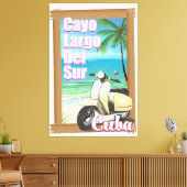 Cayo Largo del Sur Cubaanse vakantieposter Canvas Afdruk (Insitu (Woonkamer))