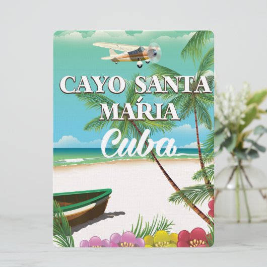 Cayo Santa María Cubaans strand vakantieposter Kaart (Staand voorkant)