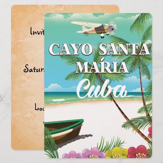 Cayo Santa María Cubaans strand vakantieposter Kaart (Voorkant / Achterkant)