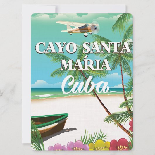 Cayo Santa María Cubaanse strandvakantieposter Kaart (Voorkant)