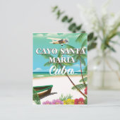 Cayo Santa María Cuban strand vakantion poster Feestdagenkaart (Staand voorkant)