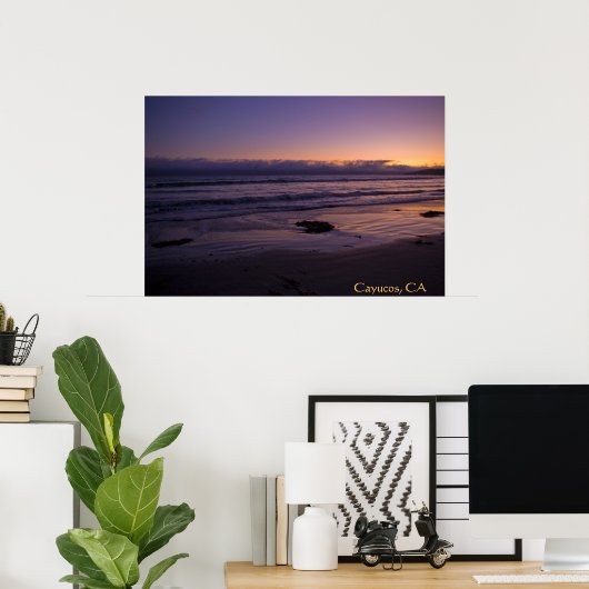 Cayucos, CA Beach Sunset Poster (Thuiskantoor)