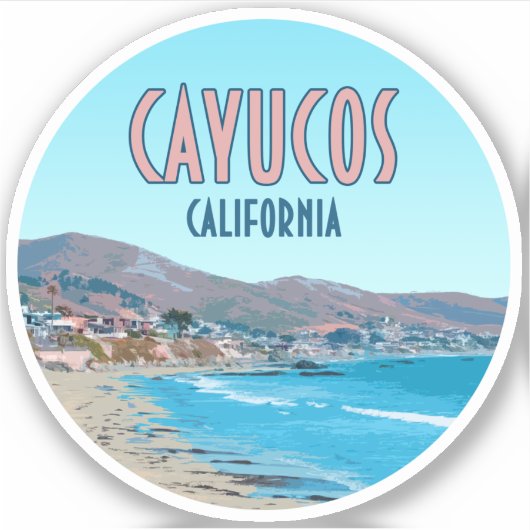 Cayucos California Central Coast Sticker (Voorkant)
