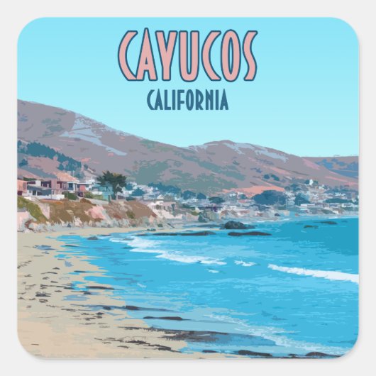 Cayucos California Central Coast  Vierkante Sticker (Voorkant)