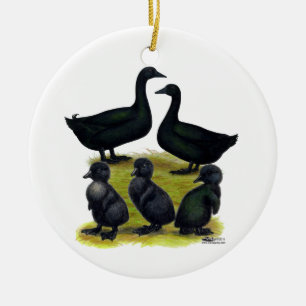 Cayuga Duck Familie Keramisch Ornament