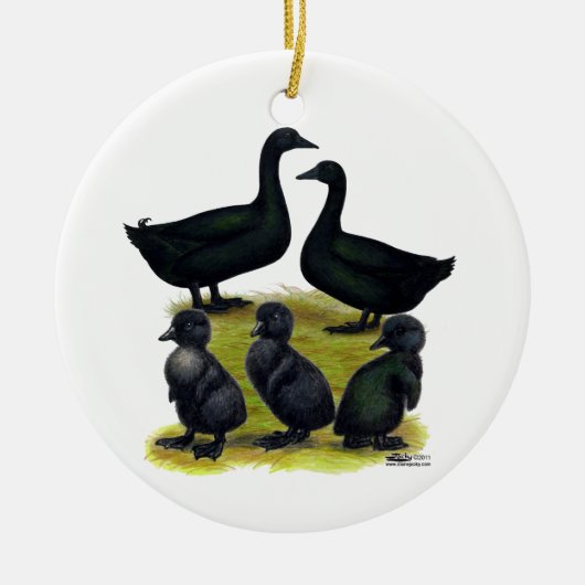 Cayuga eendenfamilie keramisch ornament (Voorkant)