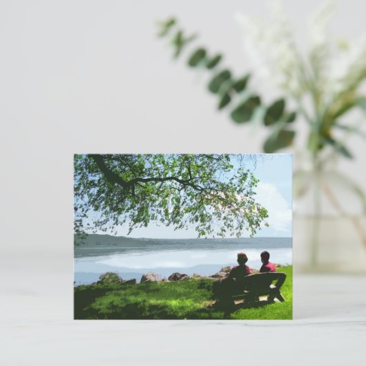 Cayuga Lake Bench Briefkaart (Staand voorkant)