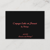 Cayuga Lake bij Sunset ATC Visitekaartje (Achterkant)