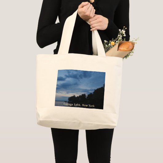 Cayuga Lake Blue Sunset Grote Tote Bag (Voorkant (product))