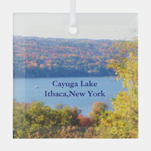 CAYUGA LAKE, ITHACA, N.Y. GLAS ORNAMENT (Voorkant)