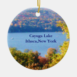 CAYUGA LAKE, ITHACA, N.Y.-siermiddel Keramisch Ornament