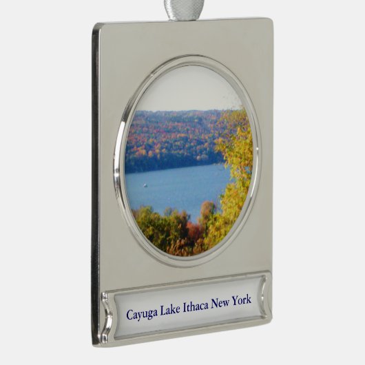 CAYUGA LAKE, ITHACA, N.Y.-siermiddel Verzilverd Banner Ornament (Rechts)