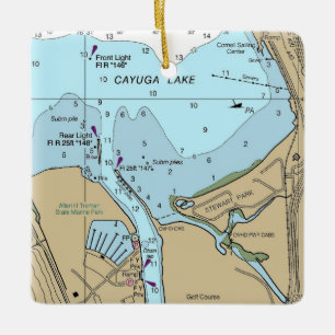 Cayuga Lake Ithaca NY Chart Keramisch Ornament