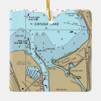 Cayuga Lake Ithaca NY Chart Keramisch Ornament