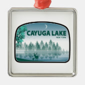 Cayuga Lake New York Deer Metalen Ornament (Voorkant)