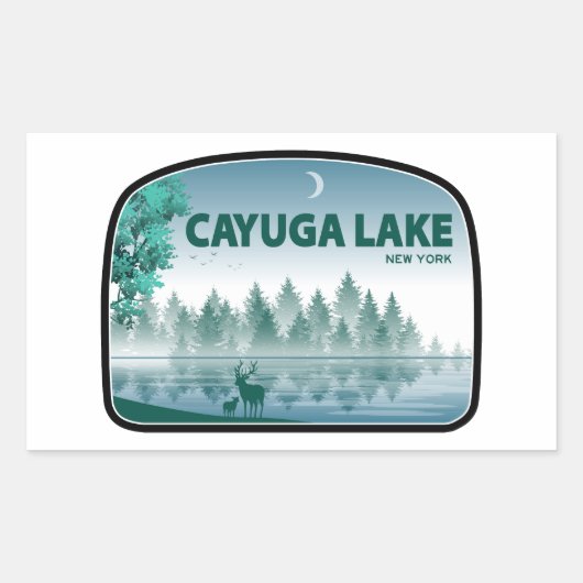 Cayuga Lake New York Deer Rechthoekige Sticker (Voorkant)