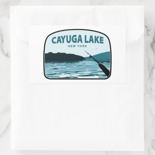 Cayuga Lake New York Gevist Rod Rechthoekige Sticker (Tas)