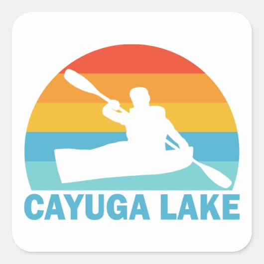 Cayuga Lake New York Kayak Vierkante Sticker (Voorkant)