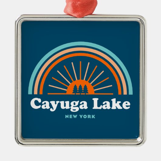Cayuga Lake New York Rainbow Metalen Ornament (Voorkant)