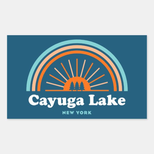 Cayuga Lake New York Rainbow Rechthoekige Sticker (Voorkant)