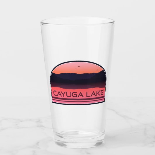 Cayuga Lake New York Red Sunrise Glas (Voorkant)