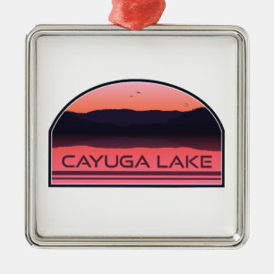 Cayuga Lake New York Red Sunrise Metalen Ornament