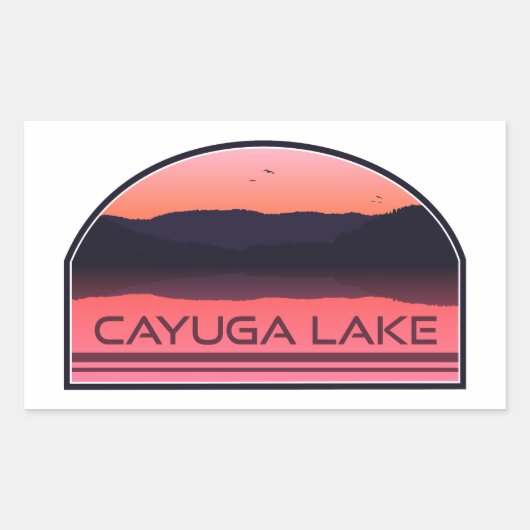 Cayuga Lake New York Red Sunrise Rechthoekige Sticker (Voorkant)