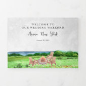 Cayuga Lake NY | Geïllustreerde bruiloft drievoudi Drieluik Uitnodiging (Cover)